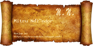 Mitru Nándor névjegykártya